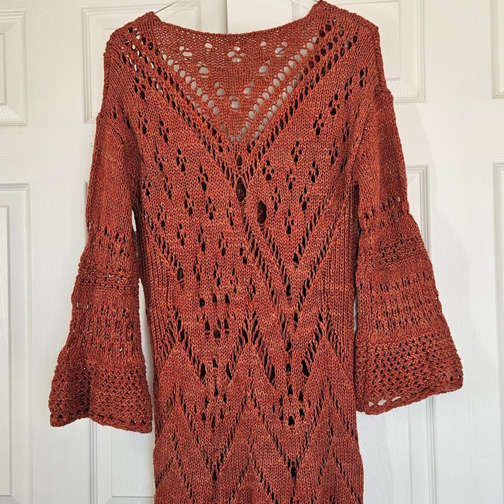 Free People | Constellation Crochet Fringe Tunic Mars Dust NWT Size XS - Picture 10 of 11